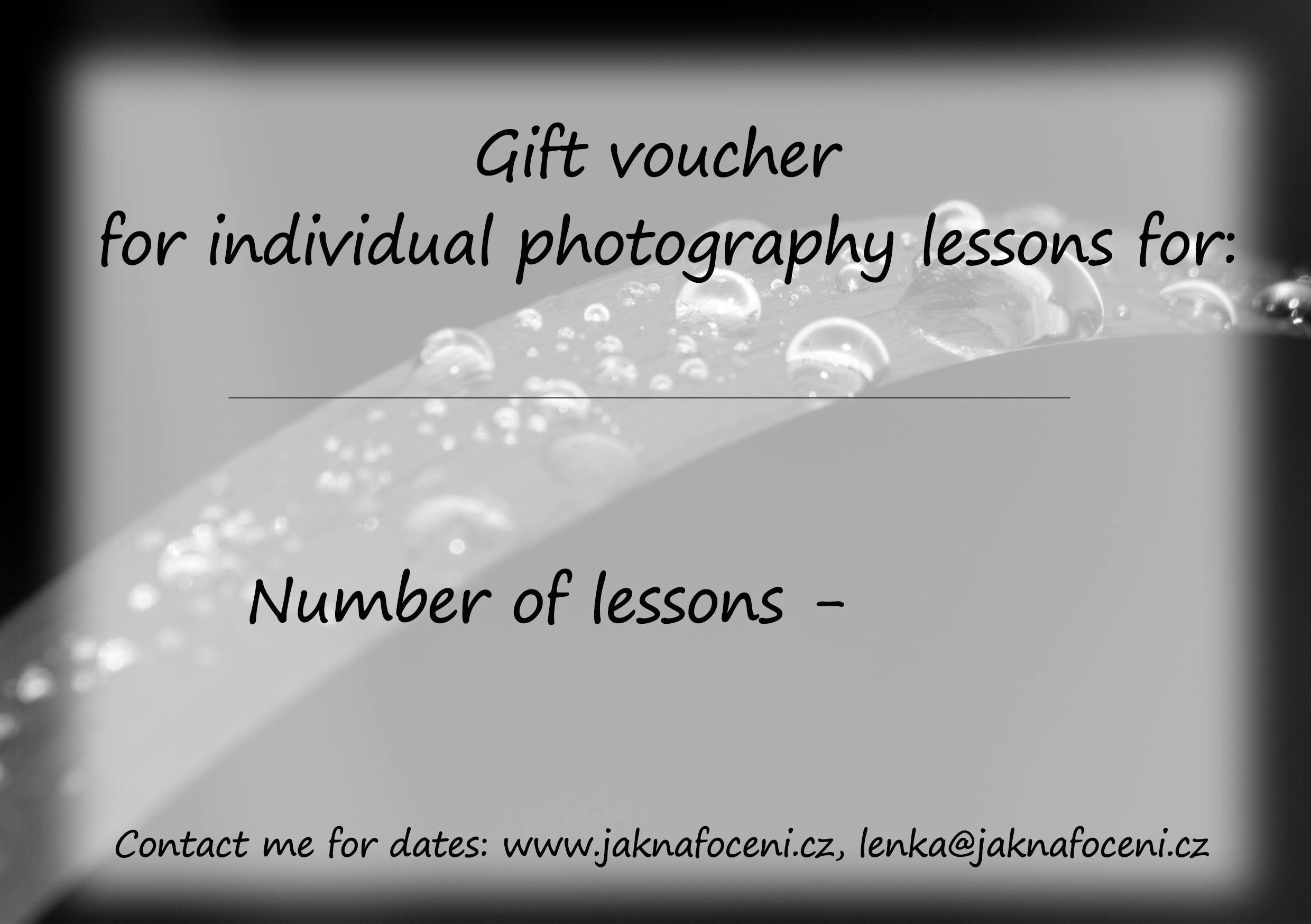 Gift voucher photography lessons